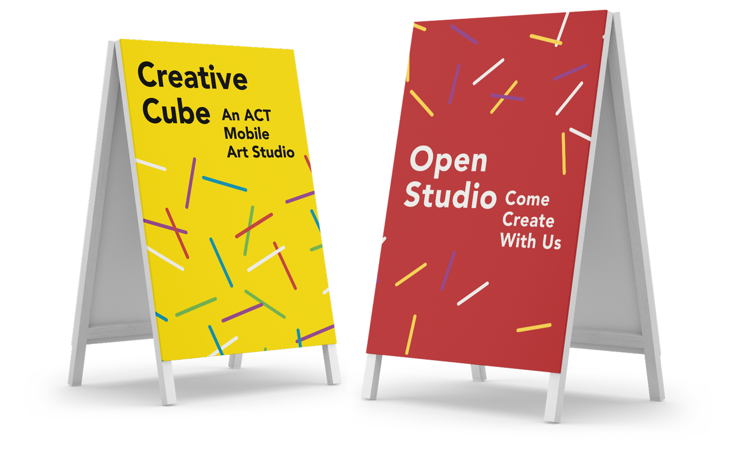 Creative Cube and Open Studio signage