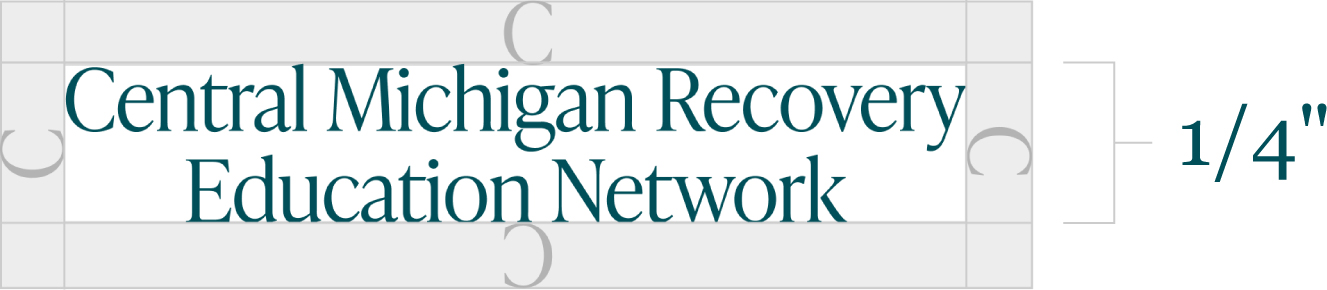 Central Michigan Recovery Education Network wordmark with minimum size and margin
