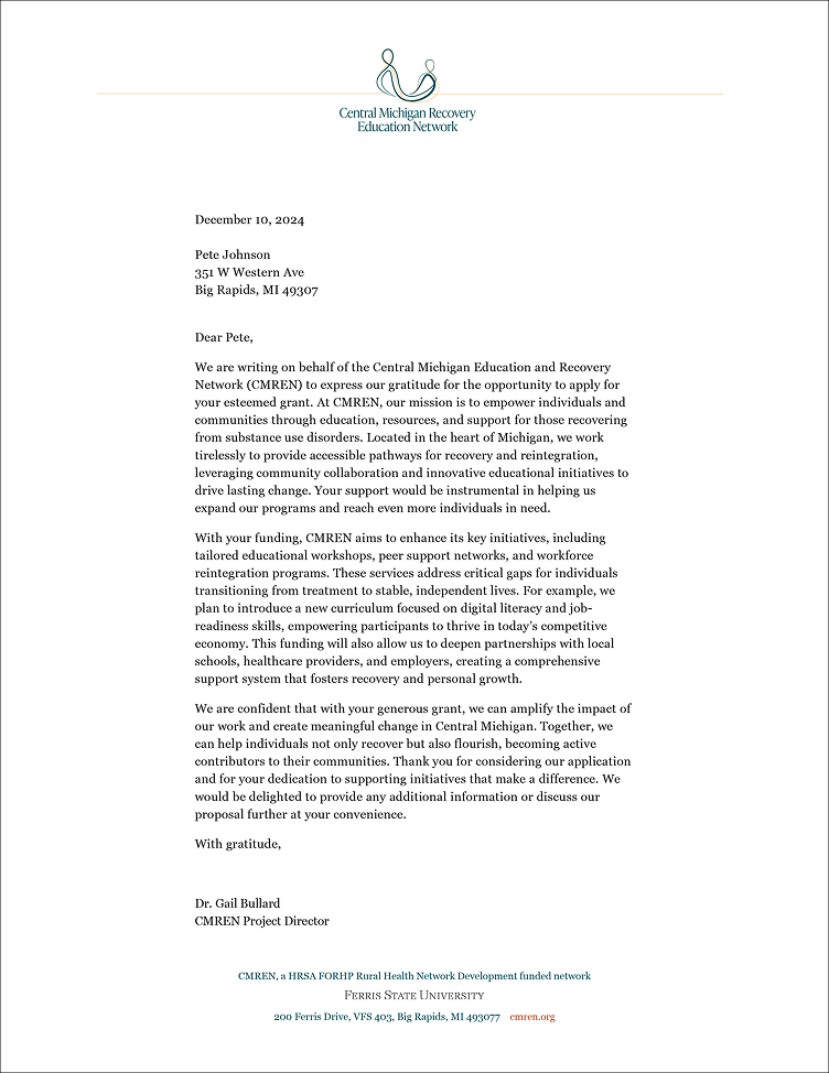 CMREN letterhead document